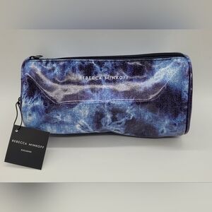 Rebecca Minkoff Cosmetic Bag Barrel Pouch Blue Tie dye Makeup Bag​​​